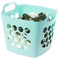 Basicwise Flexible Plastic Carry Laundry Basket Holder Square Storage Hamper with Side Handles, Green QI003857.GN